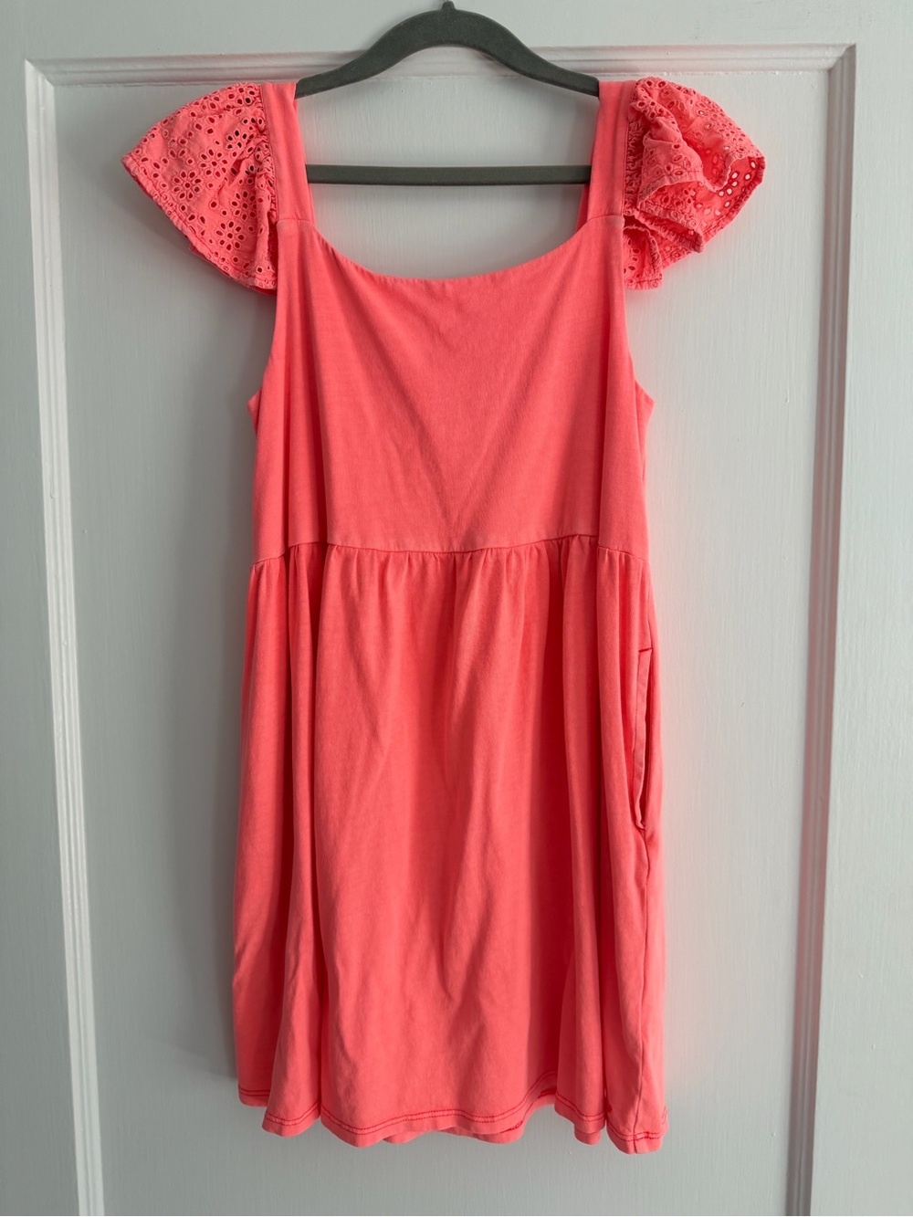 Vineyard Vines Coral Eyelet Puff Sleeve Dress, Girls XS